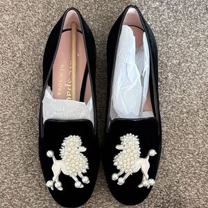 Kate Spade Black Flats with Pearl Poodle Accent